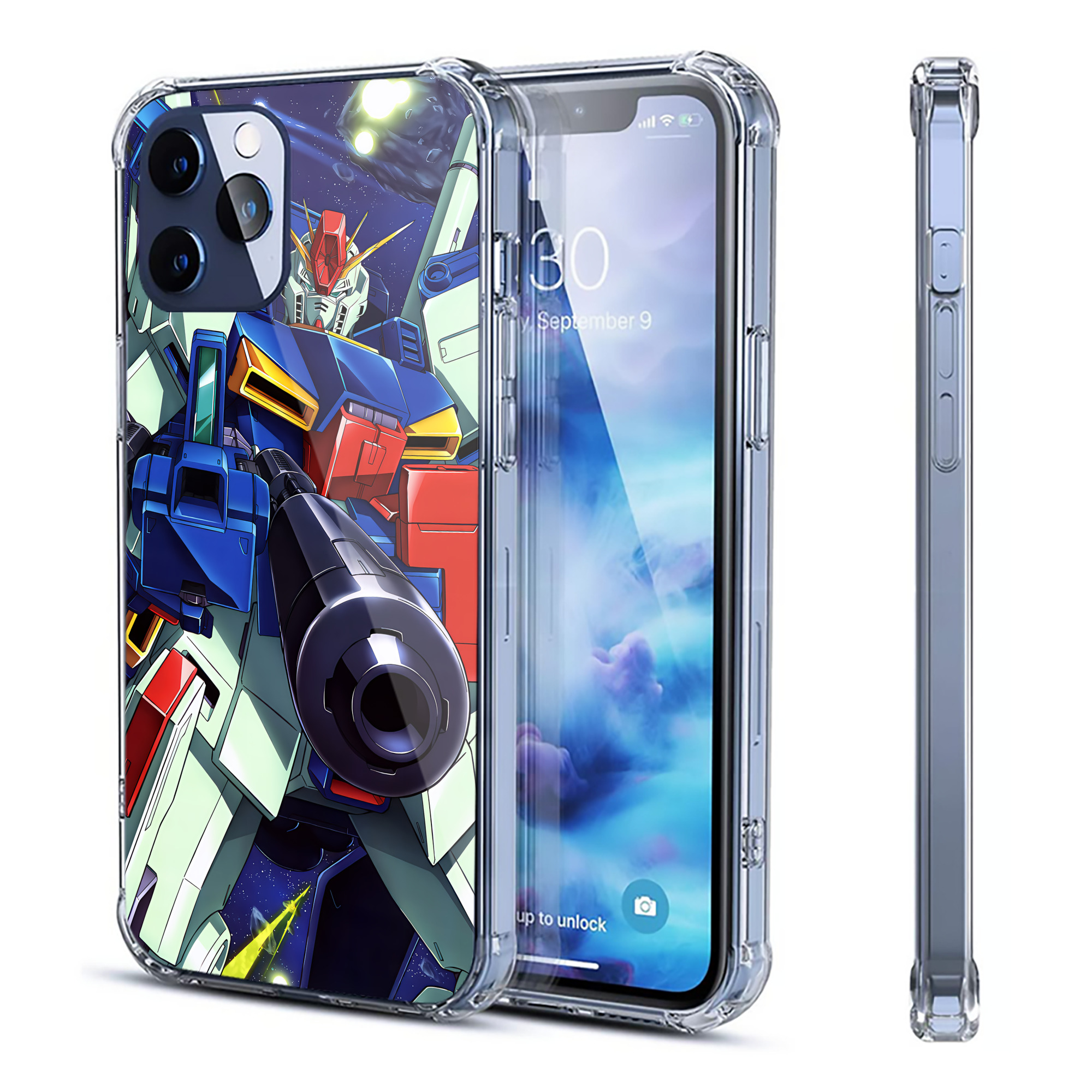 （画像用） 機動戦士ガンダム Mobile Suit Gundam 【iPhone 12シリーズ対応】透明スマホケース（クリアソフトケース）